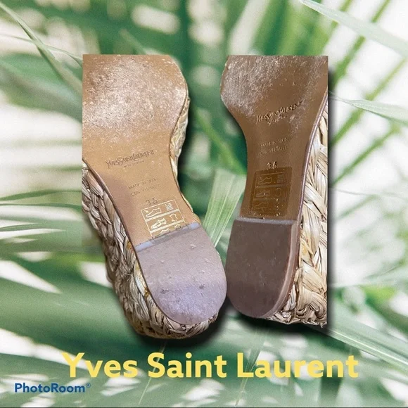 Saint Laurent Loulou Gold Wedge Sandals - Picture 11 of 12